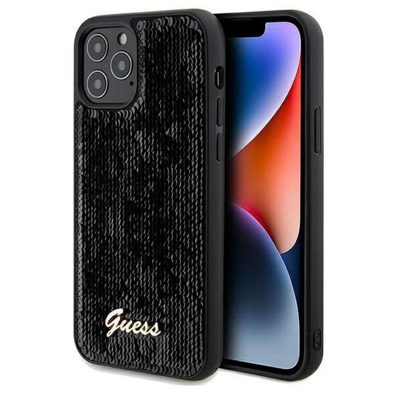 Original faceplate case GUESS GUHCP12MPSFDGSK for iPhone 12/12 Pro (Sequin Script Metal  / black)