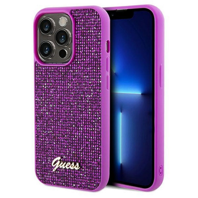 Original faceplate case GUESS GUHCP14XPMSDGSF for iPhone 14 Pro Max (Disco Script Metal / fuschia)