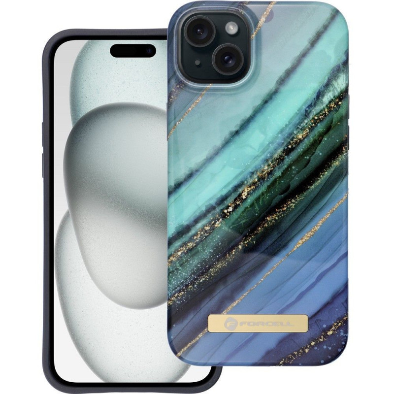 FORCELL F-PROTECT Mirage case compatible with MagSafe for IPHONE 15 PLUS jade marble