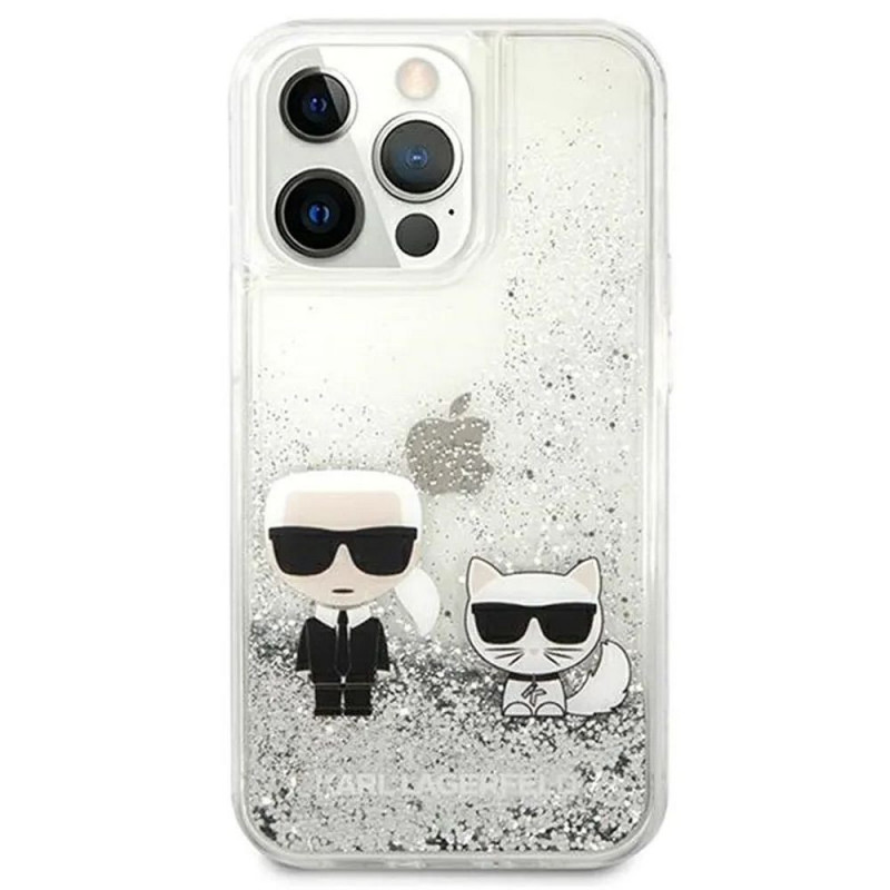 Original faceplate case KARL LAGERFELD KLHCP13LGKCS for iPhone 13 PRO (Liquid Glitter K&C / silver)