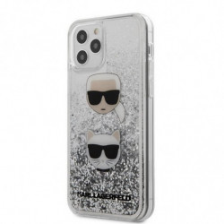 Original faceplate case KARL LAGERFELD KLHCP12MKCGLSL for iPhone 12 / 12 PRO (Liquid Glitter 2 Heads / silver)