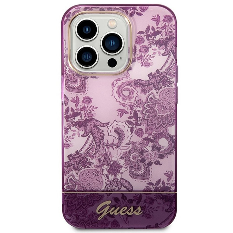 Original faceplate case GUESS GUHCP14LHGPLHF for iPhone 14 PRO (IML Electro Cam TDJ / fuschia)