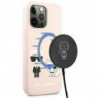 Original faceplate case KARL LAGERFELD KLHMP13LSSKCI for iPhone 13 PRO (Ikonik Karl and Choupette + MAG / light pink)