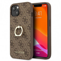 Original faceplate case GUESS for iPhone 13 MINI / brown + ring stand GUHCP13S4GMRBR