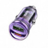 HOCO car charger USB A + Type C PD QC3.0 3A Z53A transparent purple