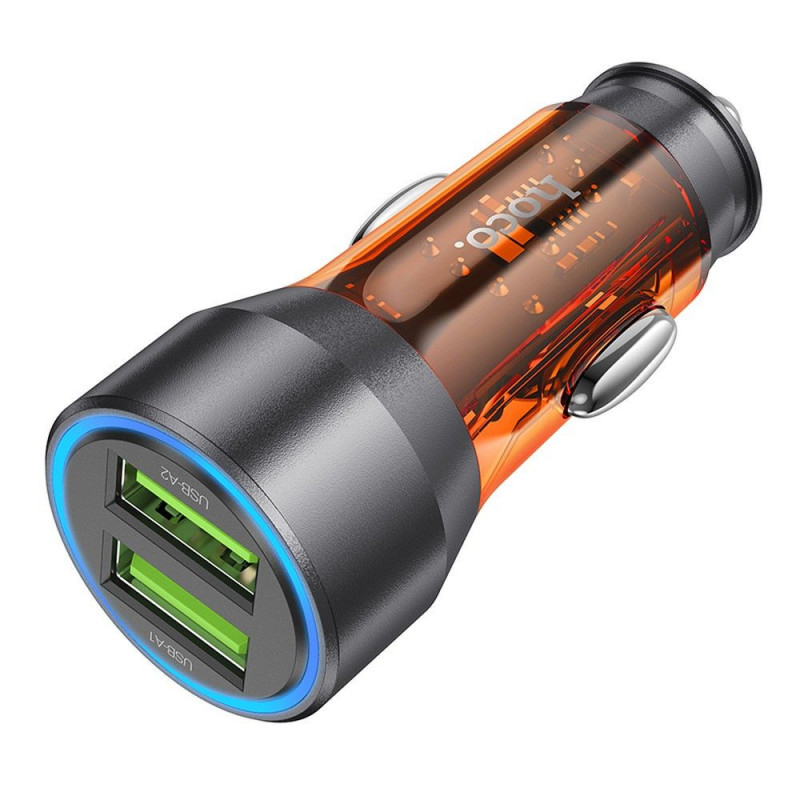 HOCO car charger 2 x USB A QC3.0 3A 36W NZ12 transparent orange