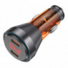 HOCO car charger 2 x Type C with digital display PD QC3.0 3A 60W NZ12C transparent orange