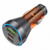 HOCO car charger USB A + 2 x Type C PD QC3.0 3A 60W NZ12D transparent orange