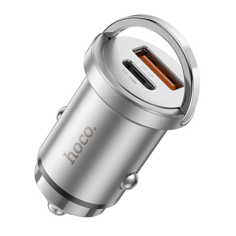 HOCO car charger USB A + Type C PD QC3.0 4A 45W NZ10 silver