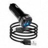 HOCO car charger 2 x USB A + cable USB A to Micro USB 2,4A Z40 black