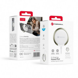 FORCELL F-ENERGY PowerPod wireless charger with ring/kick stand compatible with MagSafe white