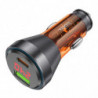 HOCO car charger USB A + Type C with digital display PD QC3.0 3A 48W NZ12B transparent orange