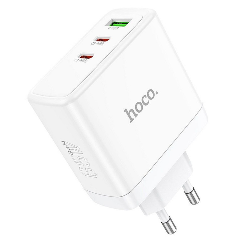 HOCO wall charger 2 x Type C + USB A QC PD 65W GaN N30 white