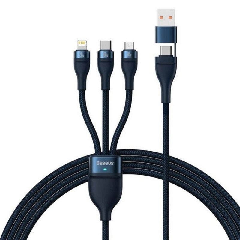 BASEUS cable 3in1 USB A / Typ C to Micro USB / Lightning / Type C PD QC 5A 100W CASS030103 1,2 m blue