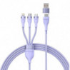 BASEUS cable 3in1 USB A / Typ C  to Micro USB / Lightning / Type C PD QC 5A 100W CASS030105 1,2 m purple