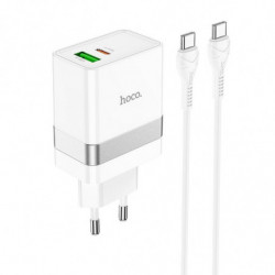 HOCO travel charger USB A + Type C + cable Type C to Type C PD QC3.0 3A 30W N21 white