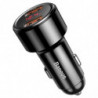 BASEUS car charger 2 x USB A with digital display PD QC4.0 5A 45W CCMLC20A-01/BS-C20A black