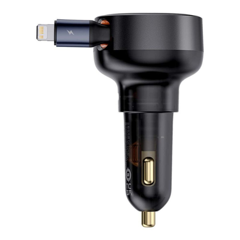 BASEUS car charger Type C + retractable cable Lightning PD3.0 QC4.0 3A 55W CCTXP-CC / C00057803111-00 black