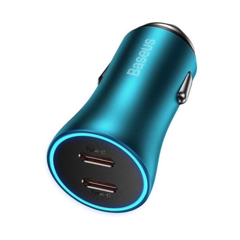 BASEUS car charger 2 x Type C PD QC4.0 3A 40W CGJP000003 blue