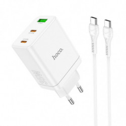 HOCO charger 2 x Type C + USB A + cable Type C to Type C PD QC3.0 3A 35W N33 white