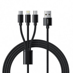 VEGER cable 3in1 USB to Type C + Apple Lightning 8-pin + Micro 2A V303 1,2m black