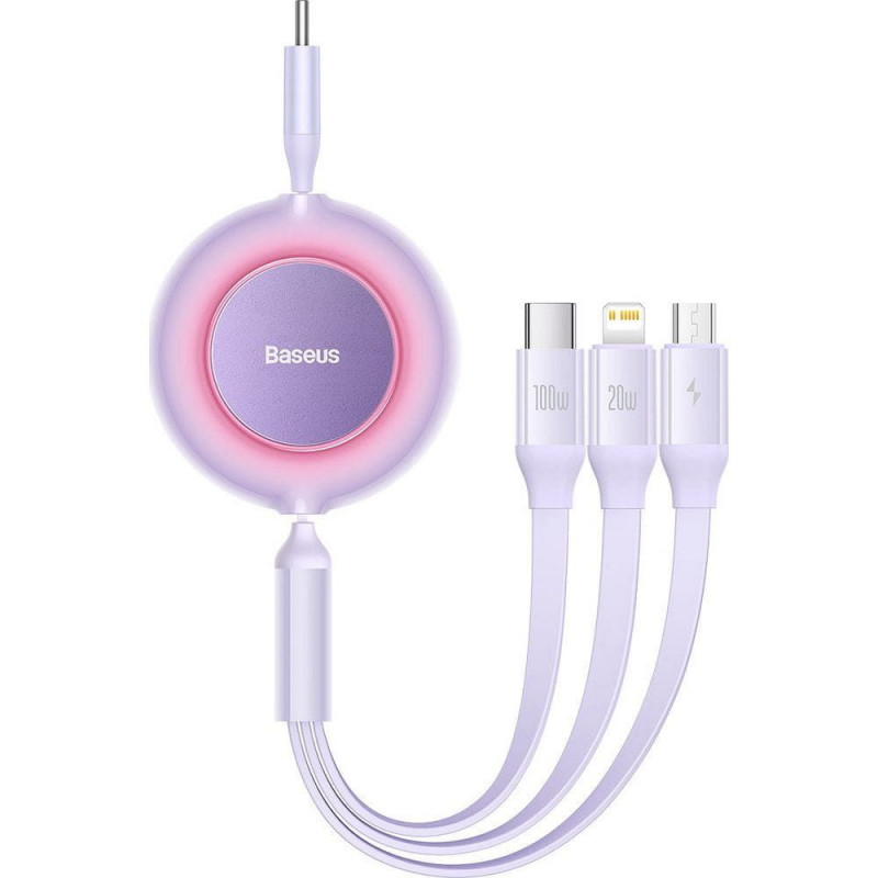 BASEUS cable 3in1 Type C to Micro USB / Lightning / Type C PD QC4.0 3,5A 100W CAMJ010205 1,1 m purple