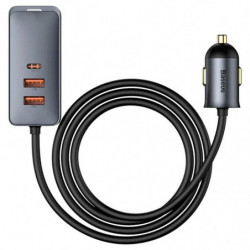 BASEUS car charger 2 x USB A + 2 x Type C with cable PD3.0 QC4.0 3A 120W CCBT-A0G 1,5 m gray