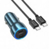 HOCO car charger 2 x Type C + cable Type C to Type C PD QC3.0 3A 40W Z48 sapphire blue