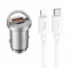 HOCO car charger USB A + Type C + cable Type C to Lightning PD QC3.0 4A 45W NZ10 silver