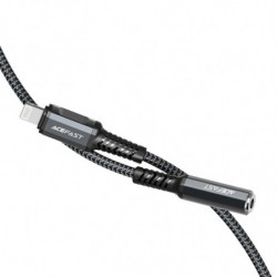 ACEFAST cable audio to  Lightning 8-pin - Jack 3,5mm (female) MFi aluminum alloy C1-05 18 cm deep space gray