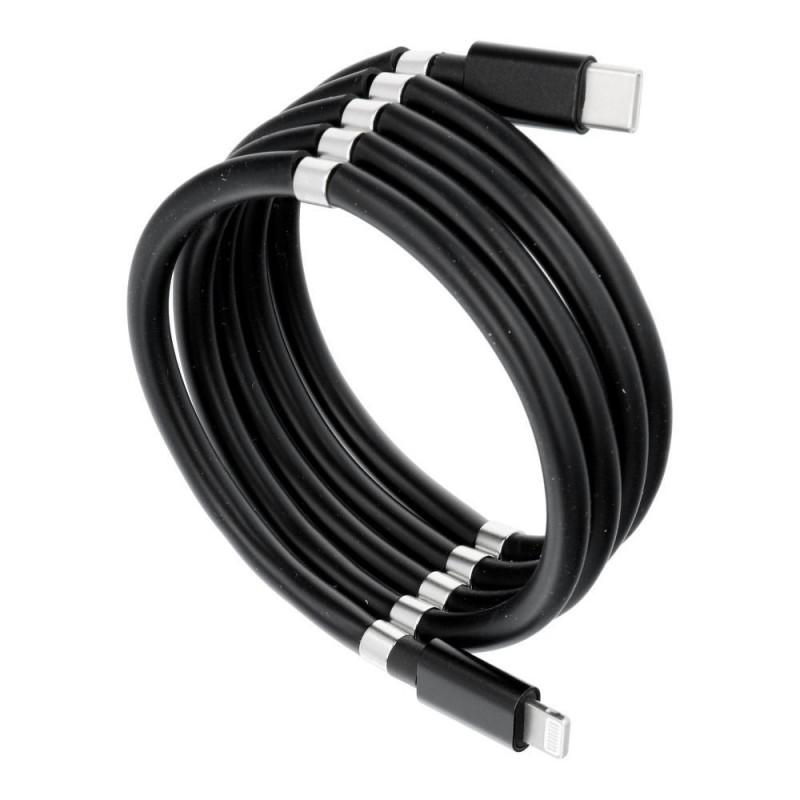 Cable Type C for iPhone Lightning 8-pin Power Delivery PD18W magnetic 3A C673 black 1 meter