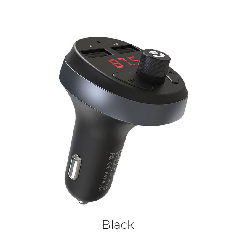 HOCO car charger 2 x USB A + transmitter FM BT E41  black