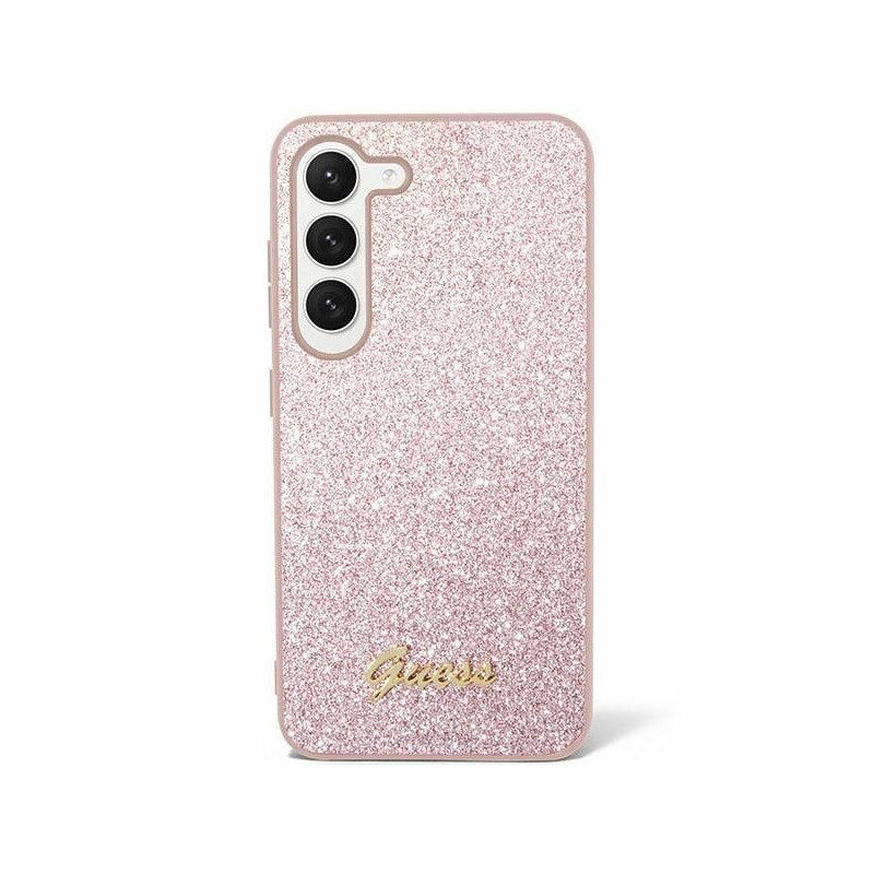 Original faceplate case GUESS GUHCS24SHGGSHP for Samsung S24 (Glitter  Script / pink)