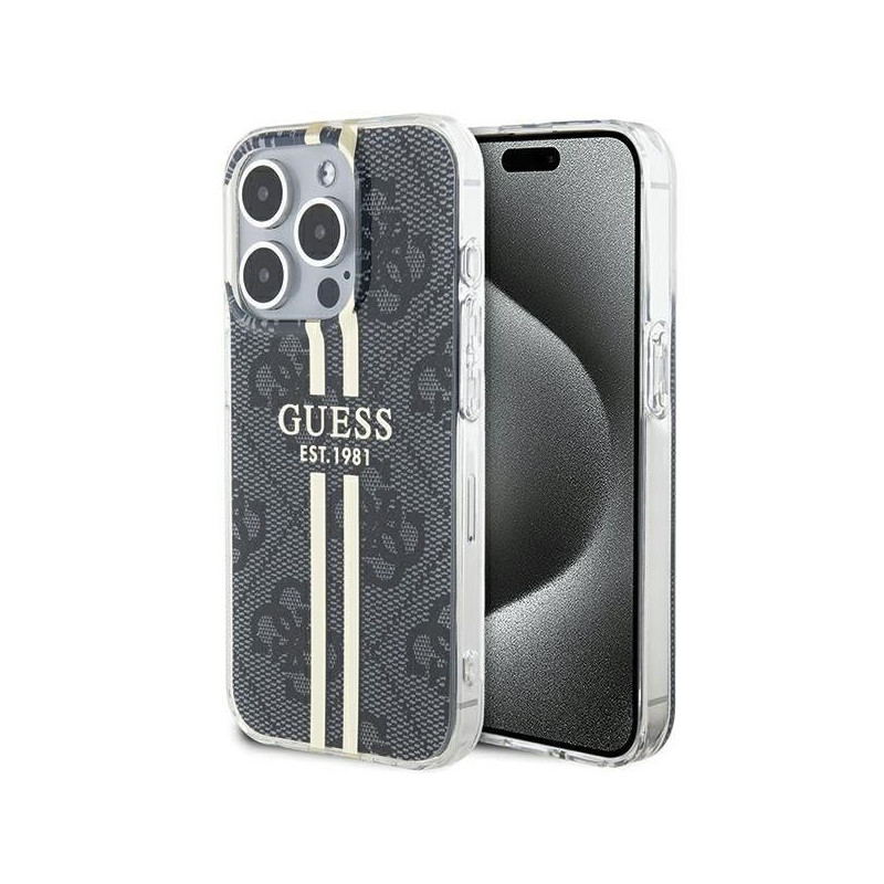 Original faceplate case GUESS GUHCP15LH4PSEGK for iPhone 15 Pro (4G Gold  Stripe / black)