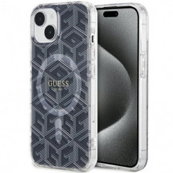 Original faceplate case GUESS GUHMP15SHGCUSTGK for iPhone 15 (Compatible with Magsafe / IML GCUBE / black)