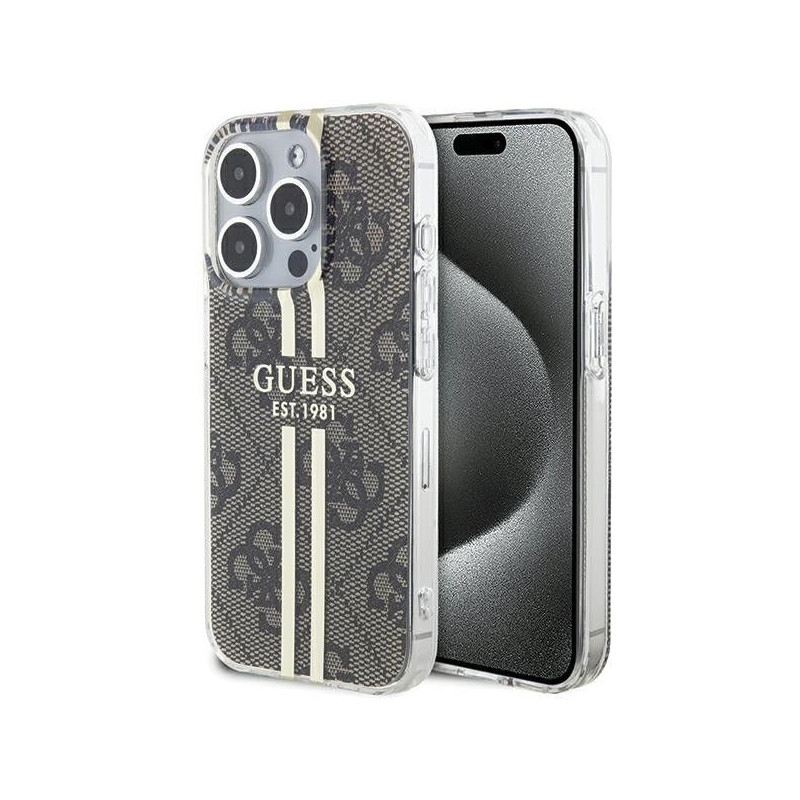 Original faceplate case GUESS GUHCP15XH4PSEGW for iPhone 15 Pro Max (4G Gold  Stripe / brown)