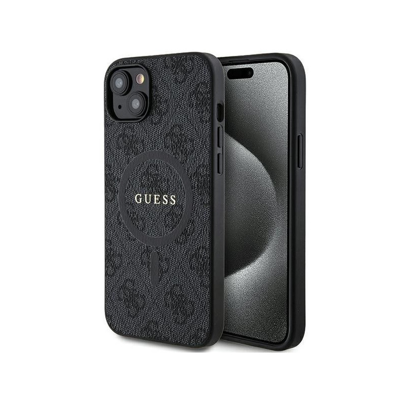 Original faceplate case GUESS GUHMP15MG4GFRK for iPhone 15 Plus (Compatible with Magsafe / 4G Ring classic logo / black)