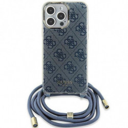 Original faceplate case GUESS GUHCP15SHC4SEB for iPhone 15 (Crossbody Cord 4G Print / blue)