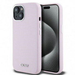 DKNY case for IPHONE 15 Plus compatible with MagSafe DKHMP15MSMCHLP (DKNY HC MagSafe Silicone W/Horizontal Metal Logo) pink