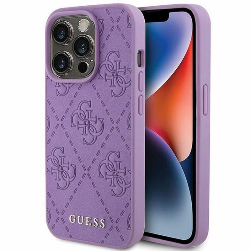 Original faceplate case GUESS GUHCP15LP4EPMU for iPhone 15 PRO (Quilted 4G Classic / light purple)