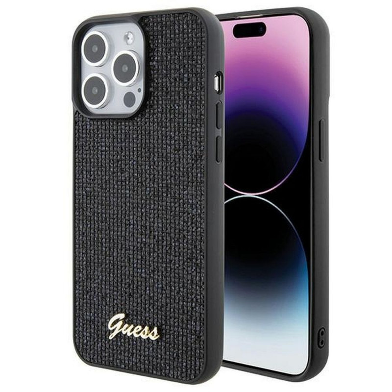 Original faceplate case GUESS GUHCP15XPMSDGSK for iPhone 15 PRO (Disco Script Metal / black)