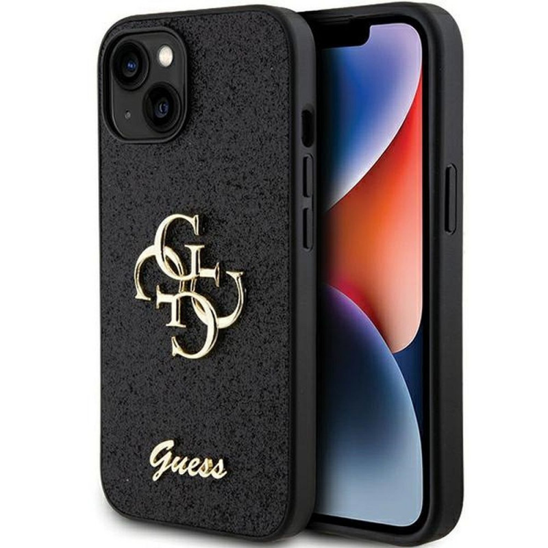 Original faceplate case GUESS GUHCP15SHG4SGK for iPhone 15 (Fixed Glitter Big 4G / black)