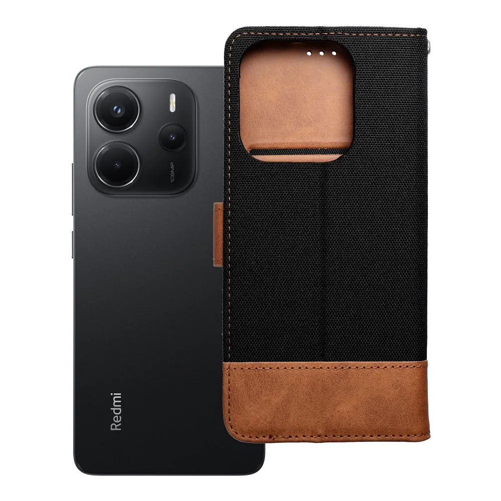 Flip case for Xiaomi Redmi NOTE 14 4G (GLOBAL - 163,25mm x 76,55mm x 8,16mm) Jeans Book black