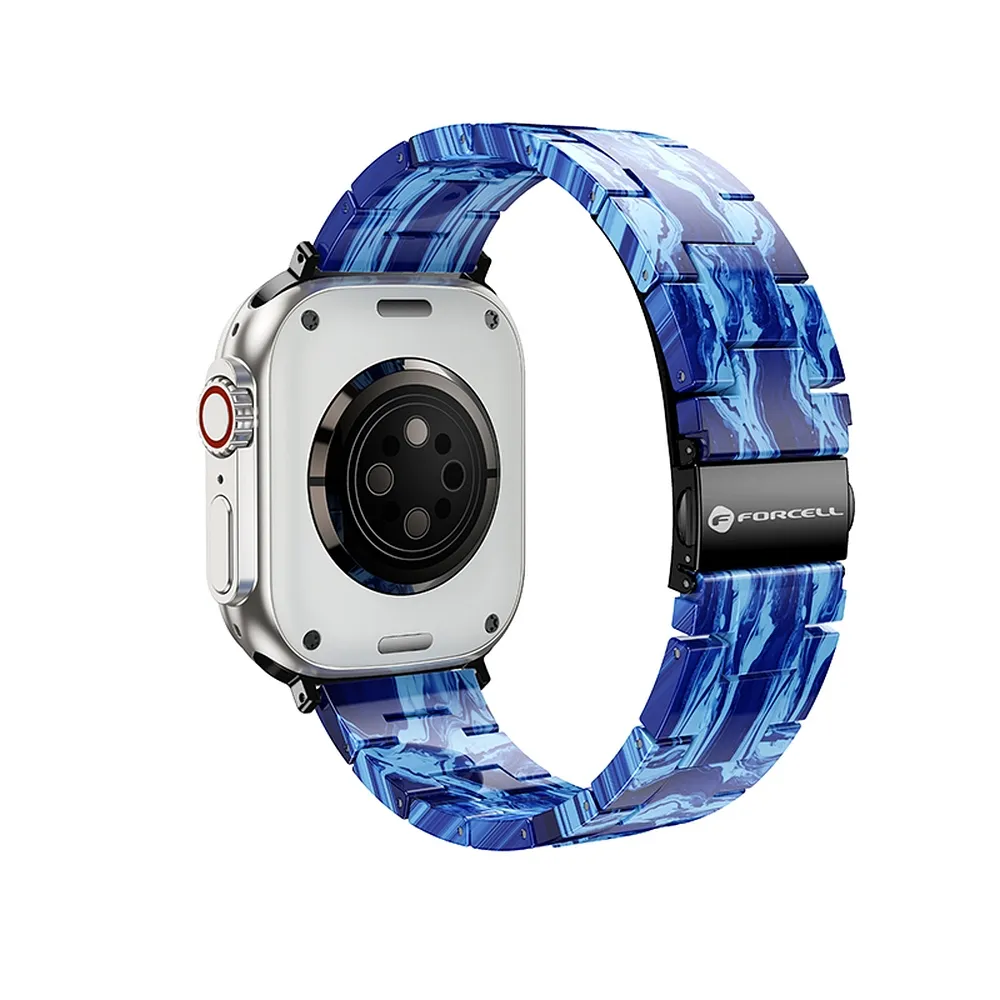 Strap to Apple Watch Forcell F-Design FA04 marbled resin clasp 38 / 40 / 41 mm blue