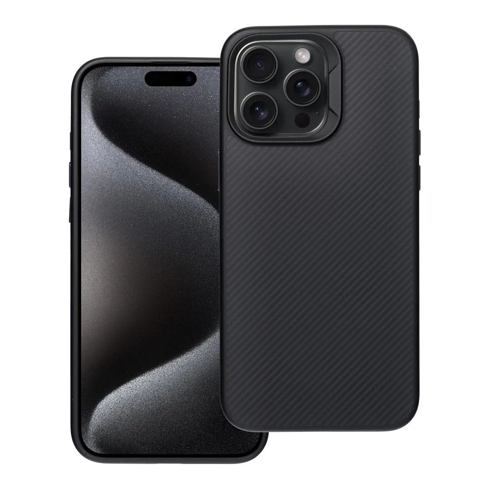 Case for iPhone 15 PRO MAX Carbon Elite Mag Cover compatible with MagSafe black