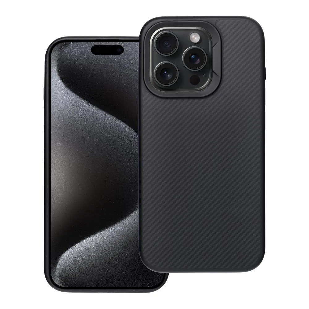 Case for iPhone 15 PRO Carbon Elite Mag Cover compatible with MagSafe black