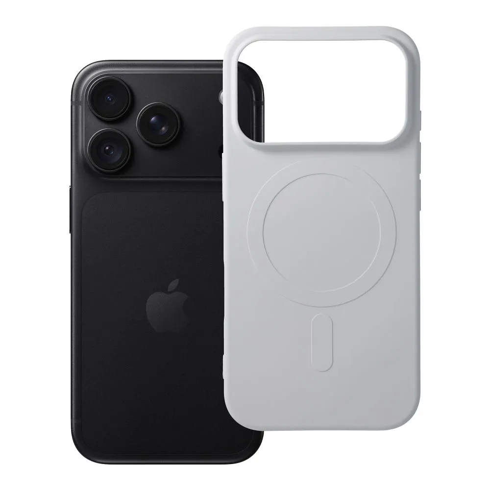 Case for iPhone 18 Pro / 17 Pro Silicone Mag Cover compatible with MagSafe (big hole) silver