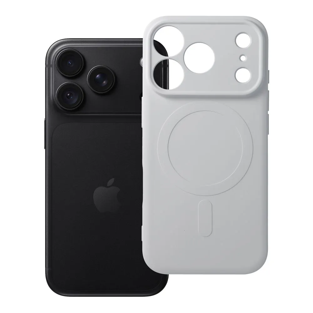 Case for iPhone 18 Pro / 17 Pro Silicone Mag Cover compatible with MagSafe (camera protection) silver