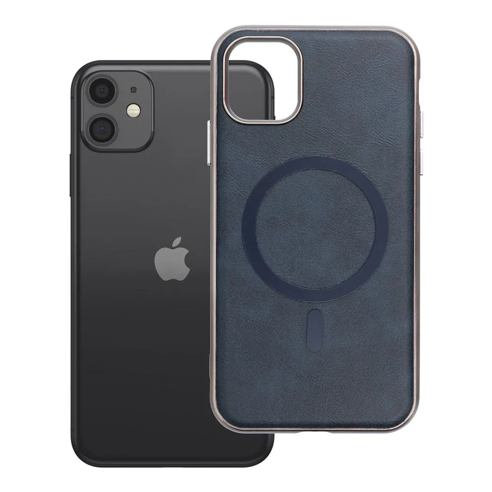 Case for iPhone 11 Gentleman Mag Cover compatible with MagSafe navy blue