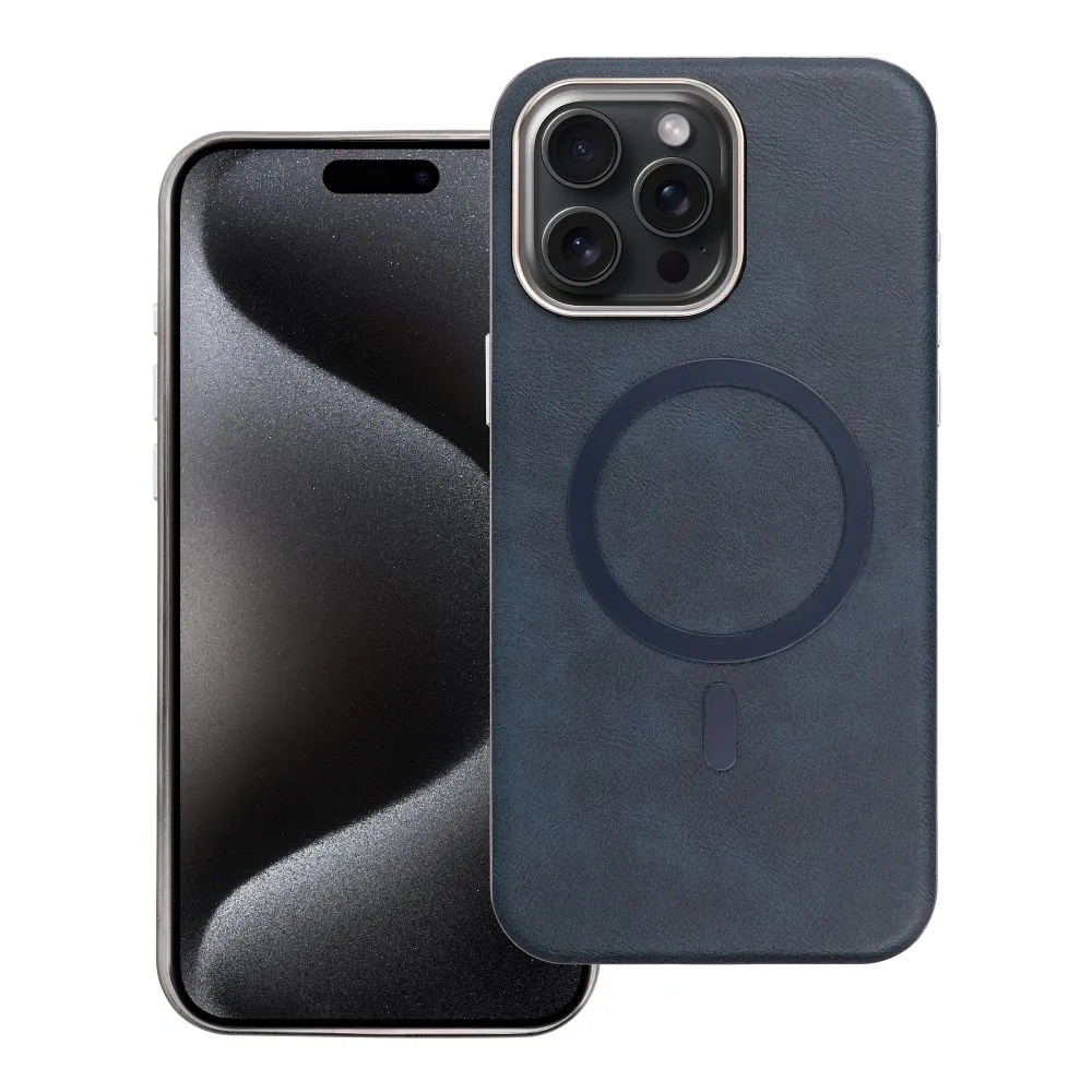 Case for iPhone 15 PRO MAX Gentleman Mag Cover compatible with MagSafe navy blue